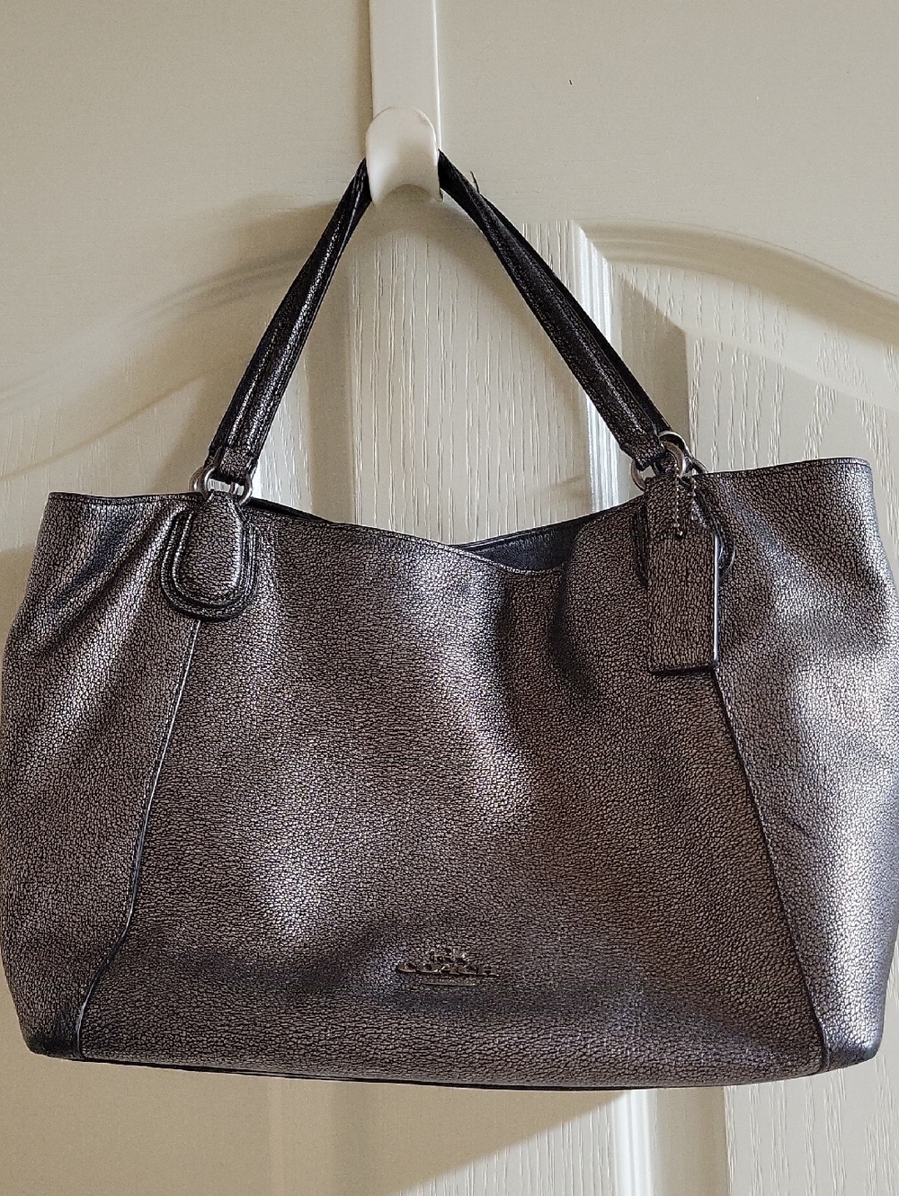 Coach Pewter Pebbled Leather City Tote